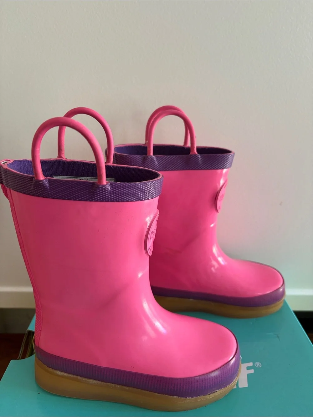 WESTERN CHIEF LED Rain Boots Light Up Pink Purple Bubblegum Soles Size 8